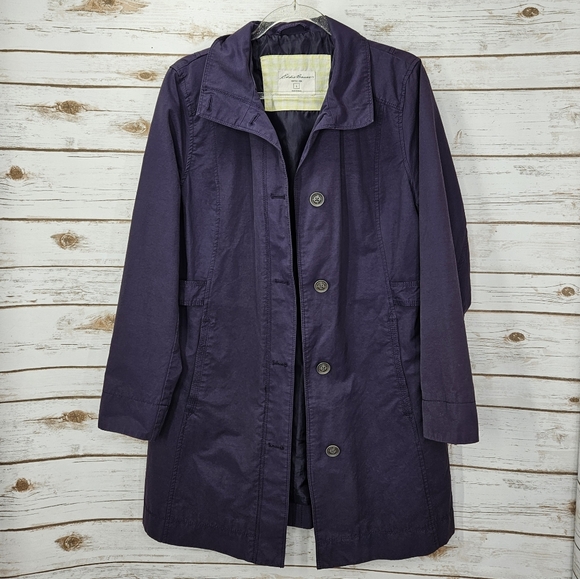 Eddie Bauer Trench Coat Button Up Size Large - Picture 1 of 7